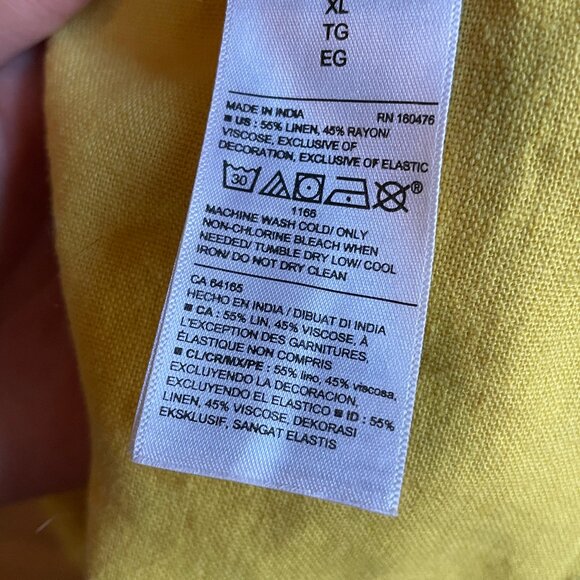 Yellow linen midi sundress with adjustable straps XL - Picture 6 of 8